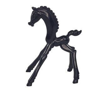 Art Deco Black Horse Figurine By Don Manning Stylized Nosco Vintage MCM